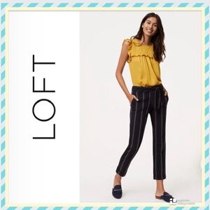 LOFT Women's Navy Striped Cropped Pants